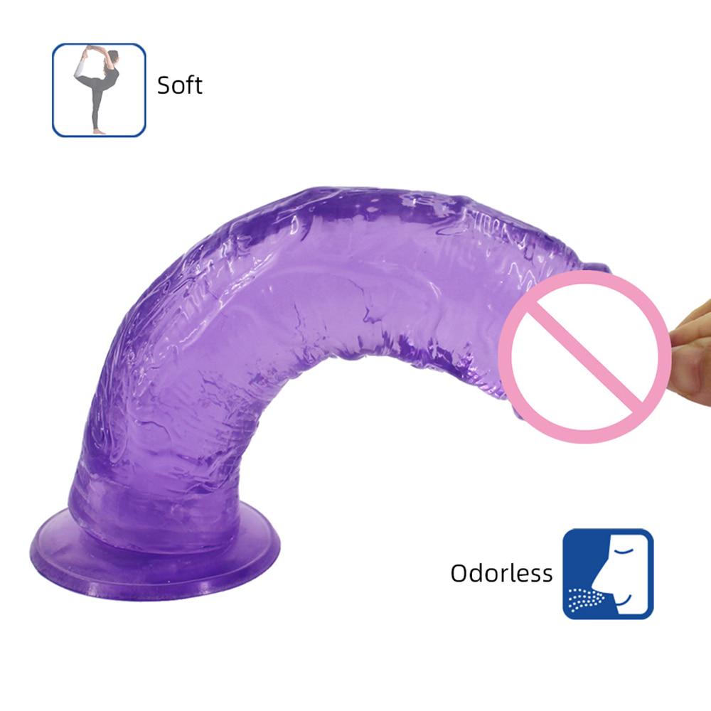 Soft Large Phallus Jelly Penis Long Dick Realistic Dildo Suction Cup Dildo Lesbian Sex Toy for Women
