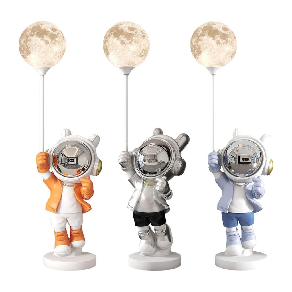 Astronaut Statue with Light Resin Figurine Artwork Gift Crafts Tabletop Ornament