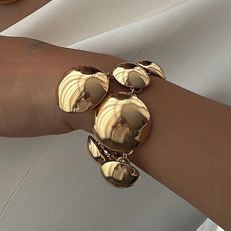 DIEZI Personlig Punk Halskjeder Armbånd Sett For Kvinner Geometrisk Gull Kobber Farge Rundt Anheng Halskjeder Hip Hop Zirkon Sett