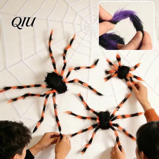 Großes Spinnen-Stofftier Halloween-Dekoration, Weicher haariger gruseliger Requisiten, Pelzige riesige Spinnen für drinnen und draußen, Garten, Zuhause, Spukhaus-Dekoration, Kuscheltier