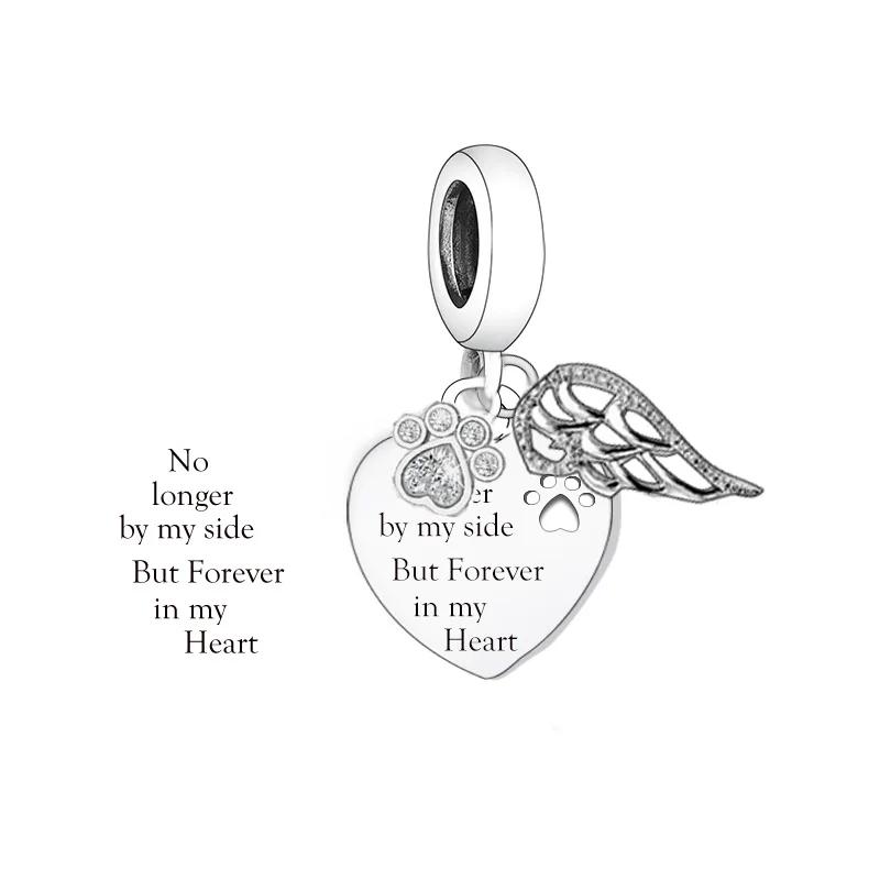 

Fit Original Pan Charms Bracelet 925 Silver Angel Wings I Can Hold You In Heart Until I Can Hold You In Heaven Bead Berloque