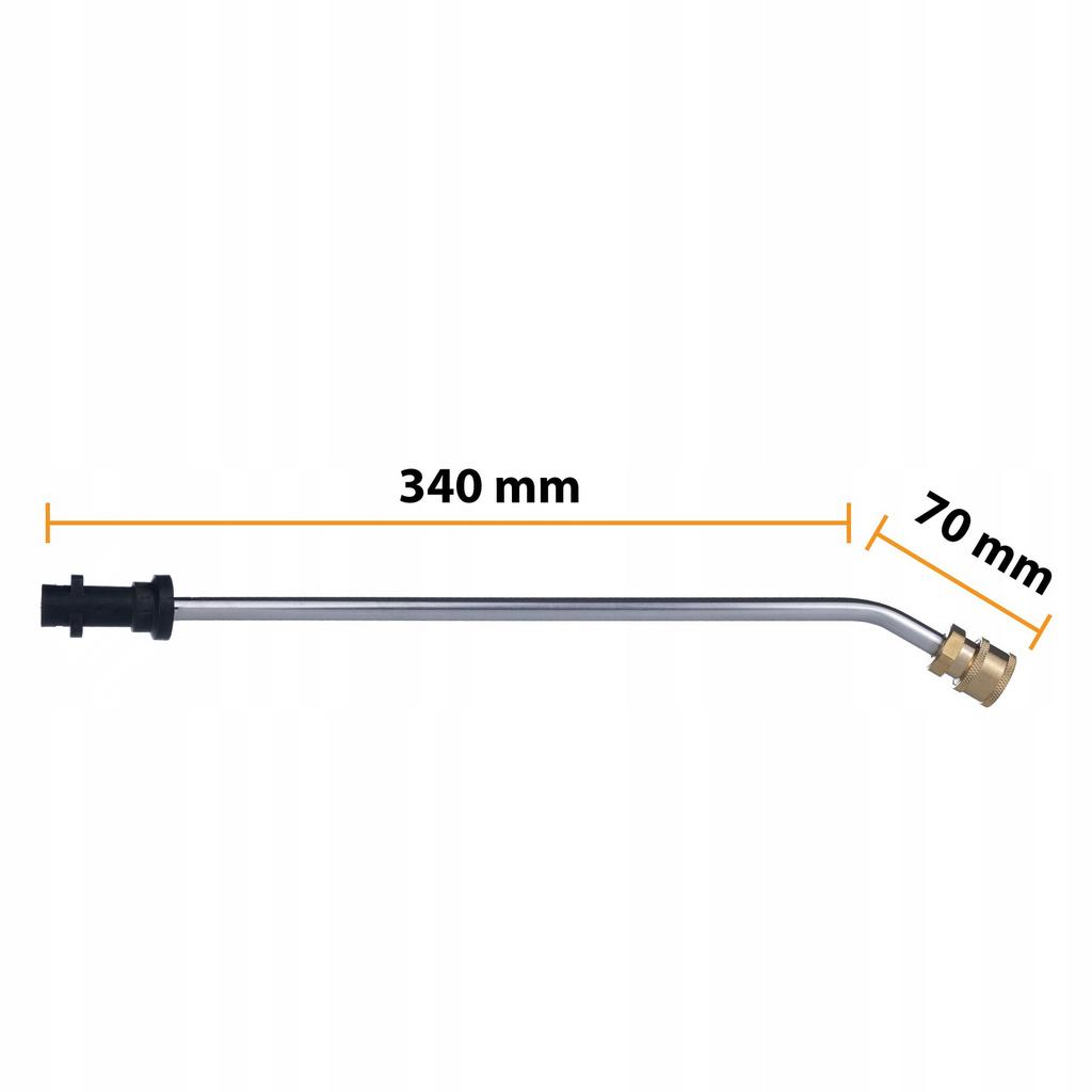 Rosfix Lanca do Myjki Ciśnieniowej 1/4"" 34cm – Kąt 30° | Max Ciśnienie 250 Bar | Złącze Kärcher K Bayonet