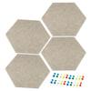 4Pcs Hexagon Felt Pin Board Self-adhesive Memo Board Notice Board Wall Decorative Tiles Wall Bulletin Pin Board with Push Pins