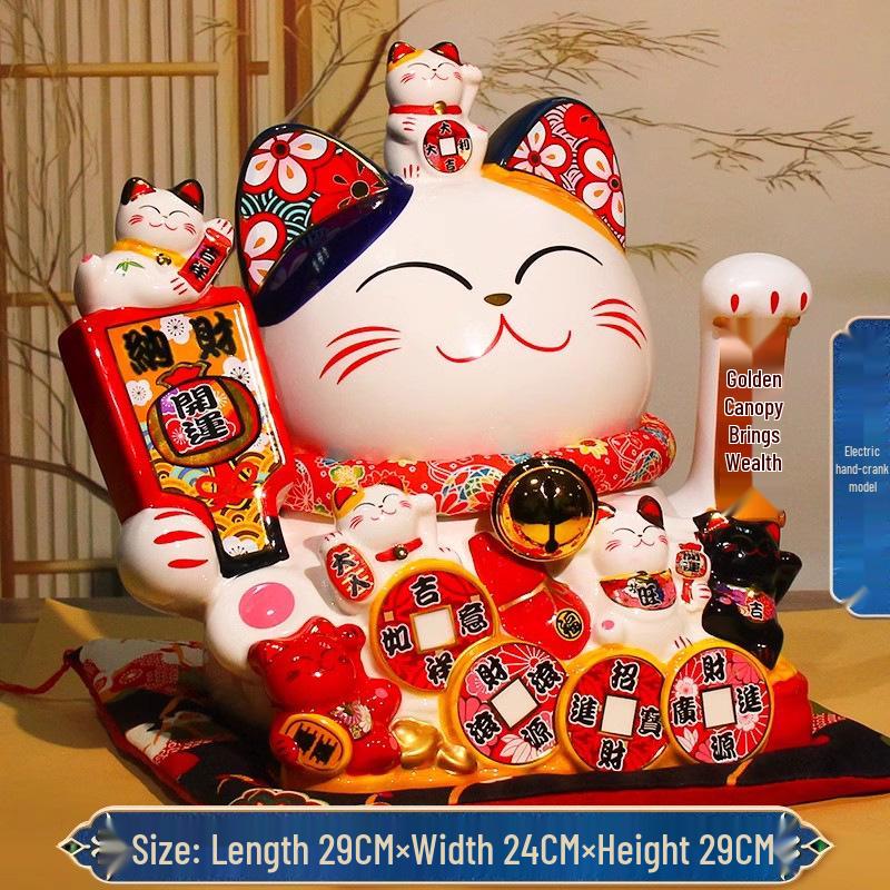 Automatic Waving Fortune Cat Figurine - New Style Housewarming Gift for Front Desk or Shop