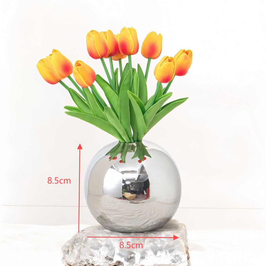 Посеребренная керамическая сферическая ваза - Модный цветочный декор в стиле LNS для гостиной