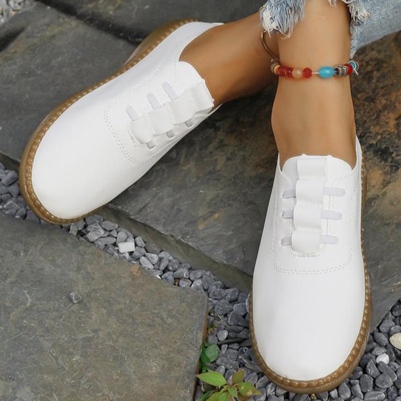 

Fashion All Match Faux Pu Leather Flats Shoes Women 2025 Beige Lightweight Slip On Falt Shoes Woman Concise Lace Up Shoes Female 40 бежевый