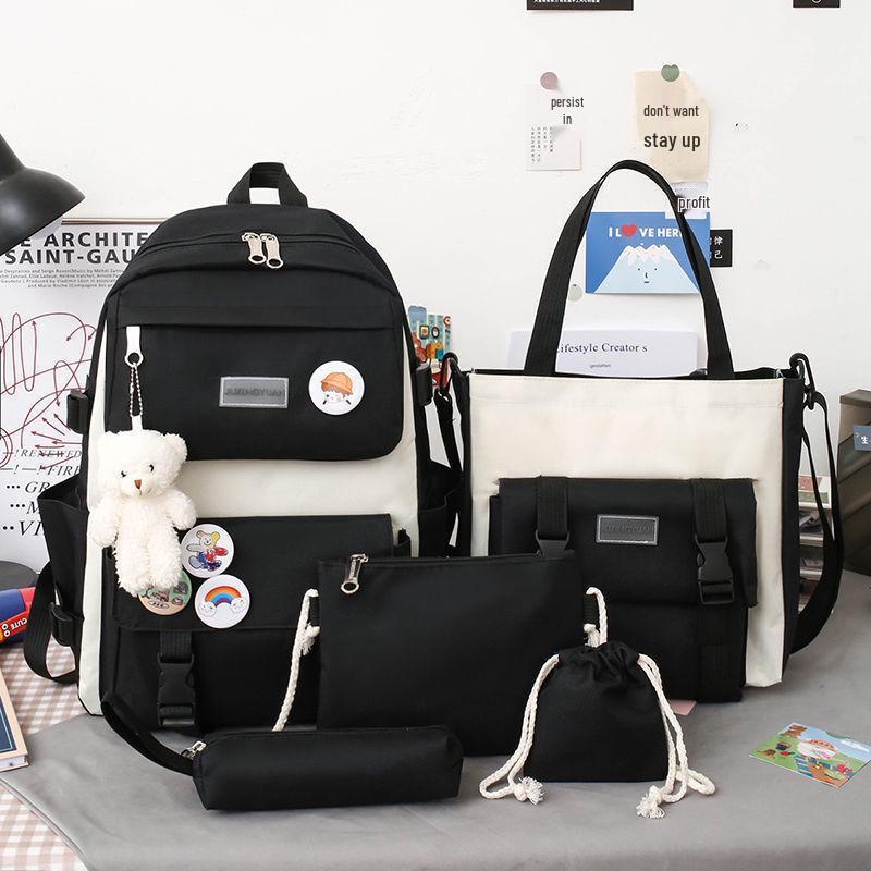 Stylish Korean Style Backpack Set for School: Large Capacity Fashion Shoulder Bag for Girls
