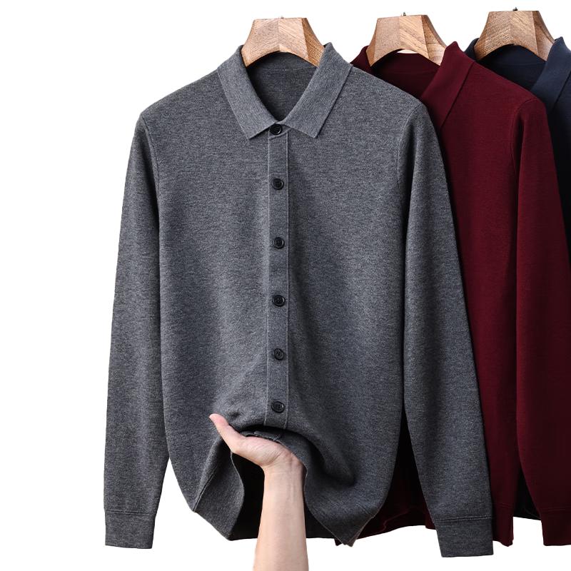 ROMON Men's 100% Pure Wool Thickened Cardigan