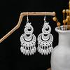Vintage Miao Silver Minority Wind Earrings Personalized Bohemian Style Flower Long Fringed Earrings