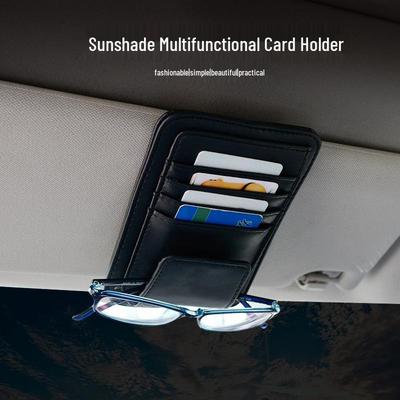 Aufgewerteter Auto-Sonnenblenden-Organizer aus Vollleder - Multifunktionales Innenraumzubehör