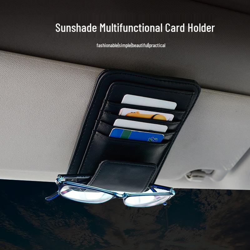Upgraded All-Leather Car Sun Visor Organizer - Multifunctional Interior Accessory