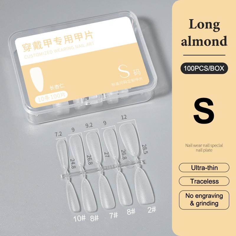100Pcs/Box Xs/S/M Fake Nails No Polishing No Trace Press On Nails Clear Artificial Thin Nail Tips For Nail Extension Home Diy