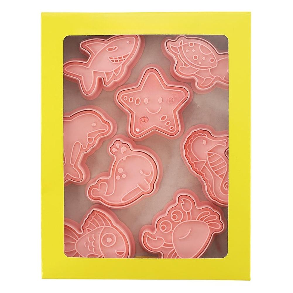 PP Marine Animal Cookie Cutters 8 Piece Set Pink Color for Cookies Fondant Sugar Paste and Chocolate Decorating