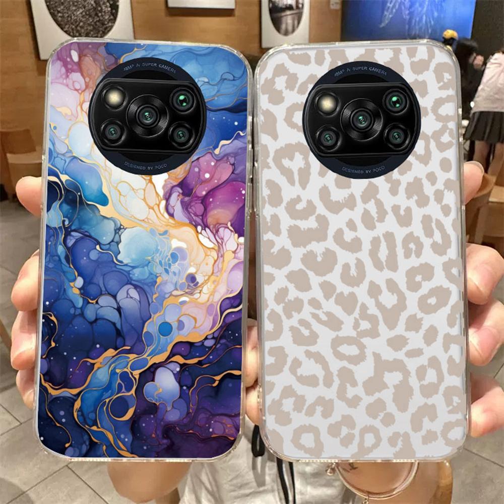 Cow Black Pink Leopard Print For Xiaomi Poco X3 NFC X3Pro X 3 6.67" Phone Case Camera Protection Cover Artistic Blue Marble TPU