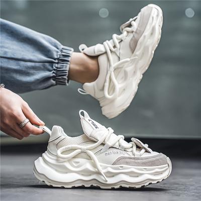 Pantofi sport pentru bărbați cu talpă groasă, de primăvară 2025, cu aspect înălțat, la modă, din plasă, respirabili, pentru tătici, personalizați, de stradă prăjită