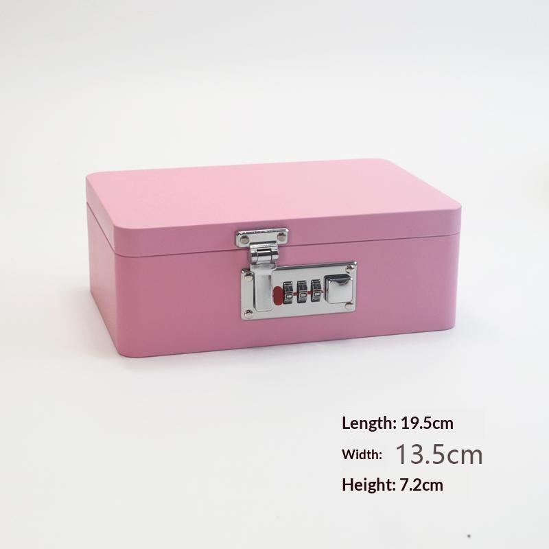 Combination Lock Password Lock Storage Box Metal Construction Flip Top Design Key Safe Box Rectangular Shape Initial Password