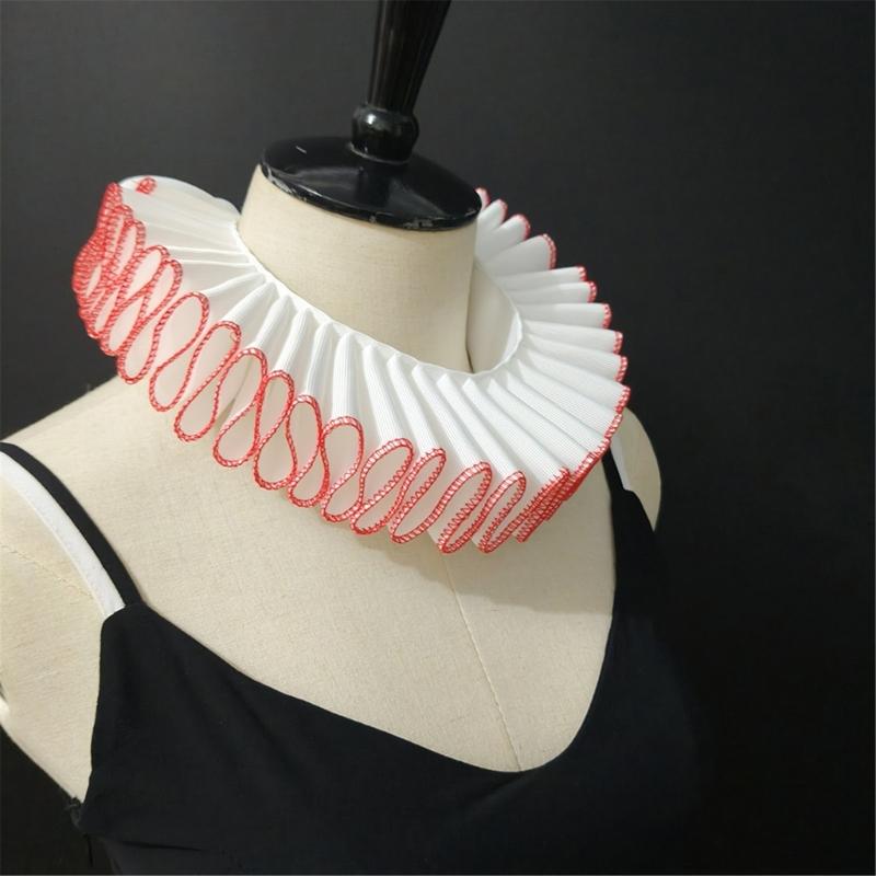 Comfortable Ribbon Faux Collar Colonial Clown Choker Neck Collar Ideal for School Uniforms Performances and Parties