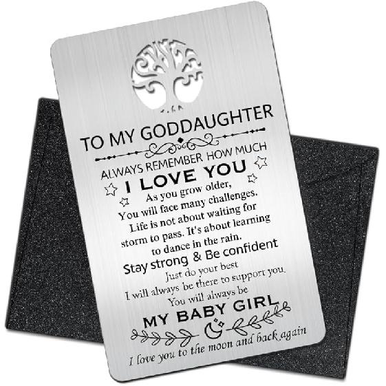 To My Daughter You ll Always Be My Baby Girl Wallet Card, Engraved Metal Wallet Insert Card with Inspirational Love Notes from Mom, Graduation To Daughter C