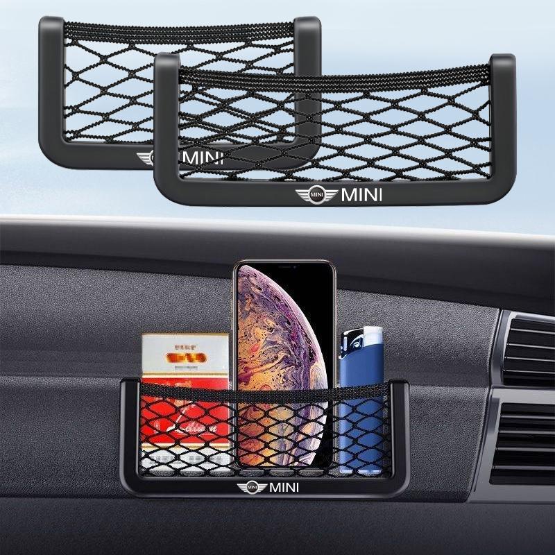 Car Organizer Storage Bag Auto Paste Net Pocket Phone Holder Car Accessories For BMW Mini Cooper F54 F55 F56 R56 R60 SONE Roadster Clubman Coupe