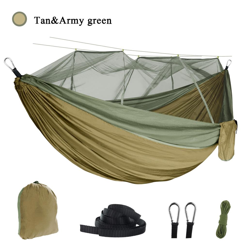 Hamac cu plasă de țânțari Hamac de camping în aer liber anti-țânțari cu plasă de țânțari 210T Pânză de parașută Hamac din nylon cu plasă criptată