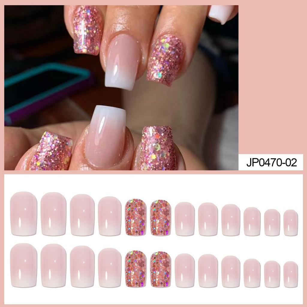 European & American Ballet-Coffin Fake Nails with Manicure Nail Art Stickers