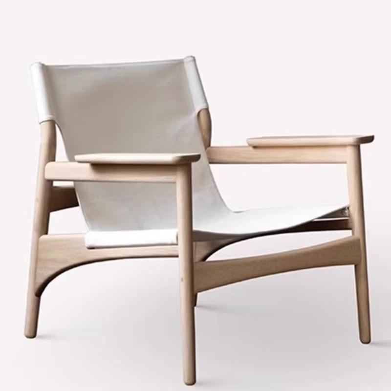 Wooden Backrest Chair Living Room Sofa Chair Individual Aesthetic Modern Comfortable Armchair Luxury Decorative Leather Armchair