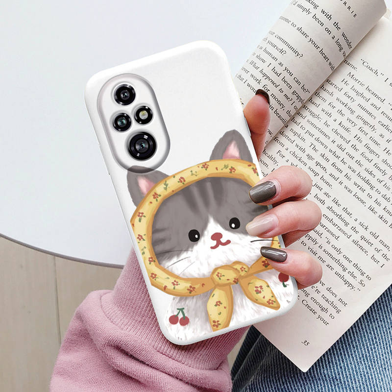 

Cartoon Case For Honor 50 70 X7 X7A X7b 90 Lite 90 Smart 400 200 Pro 200 Lite Cute Black Cat Cover Soft Back Shell for Honor 400 Honor X7a