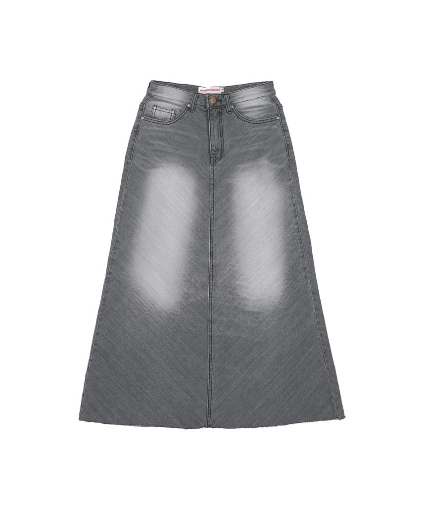 High School Disco Vintage Washed Denim Long Skirt