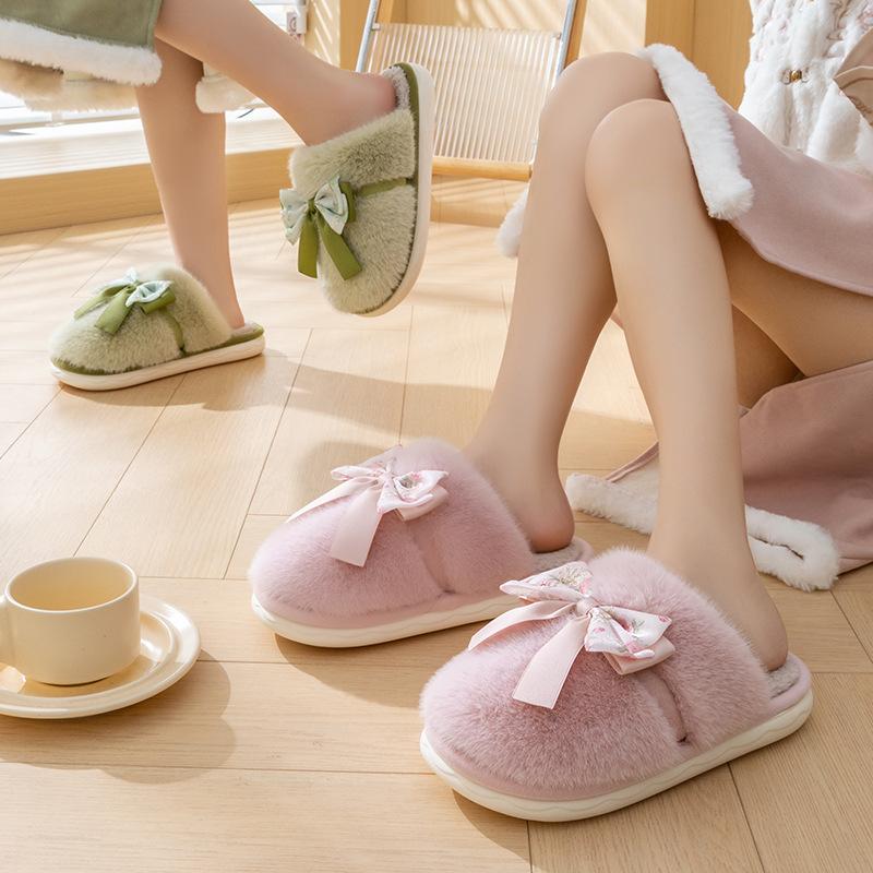 Fashion Female Autumn and Winter Versatile Plush Women Indoor Household Bedroom Fur Insulation and Anti Slip Couple Slippers