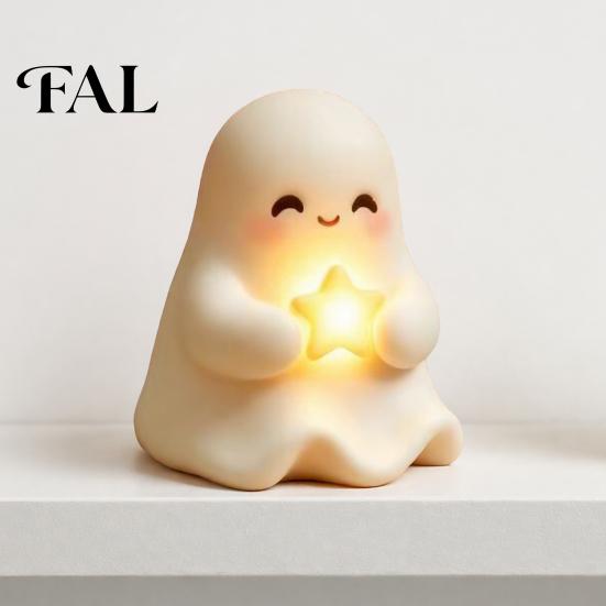 Gifts for Halloween Lovers Cute Light Up Ghost Decoration, Small Statue Night Light, Resin Pumpkin Table Decoration Indoor, Kitchen Tiered Tray
