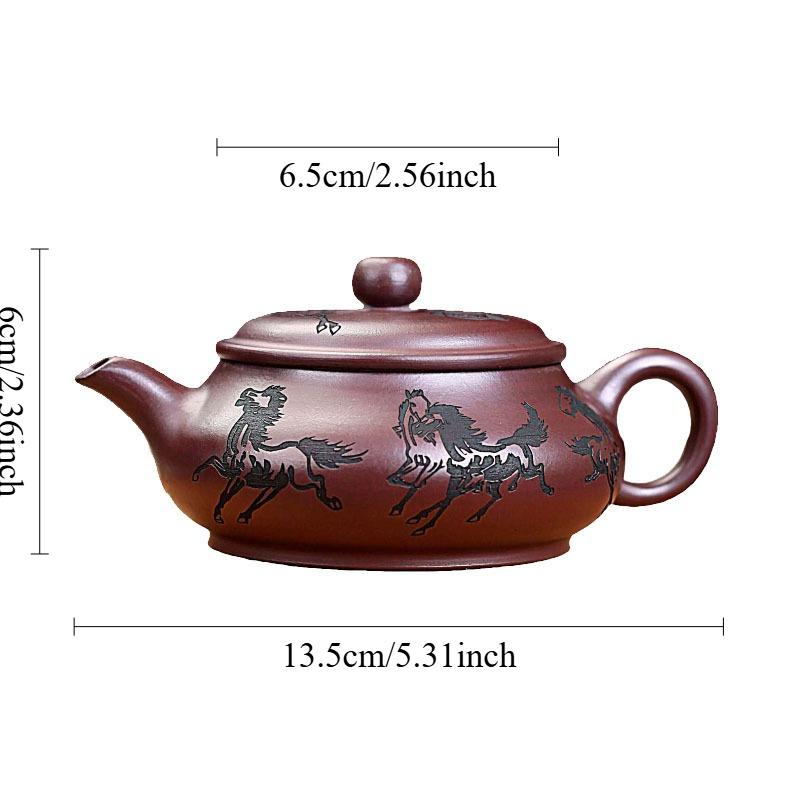 

180ml Yixing Teapot Fine Horse Carved Teapot Small Capacity Teapots Household Chinese Style Hospitality Teapot Kungfu Tea Set