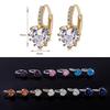 Cute Heart Real 925 Sterling Silver Cubic Zirconia Stone Earrings 1 Pair
