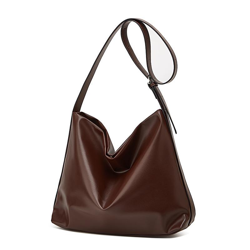 Premium Sense Solid Color Simple Tote Bag Large Capacity Commuting Versatile Portable Women's Bag Casual Shoulder Messenger Bag