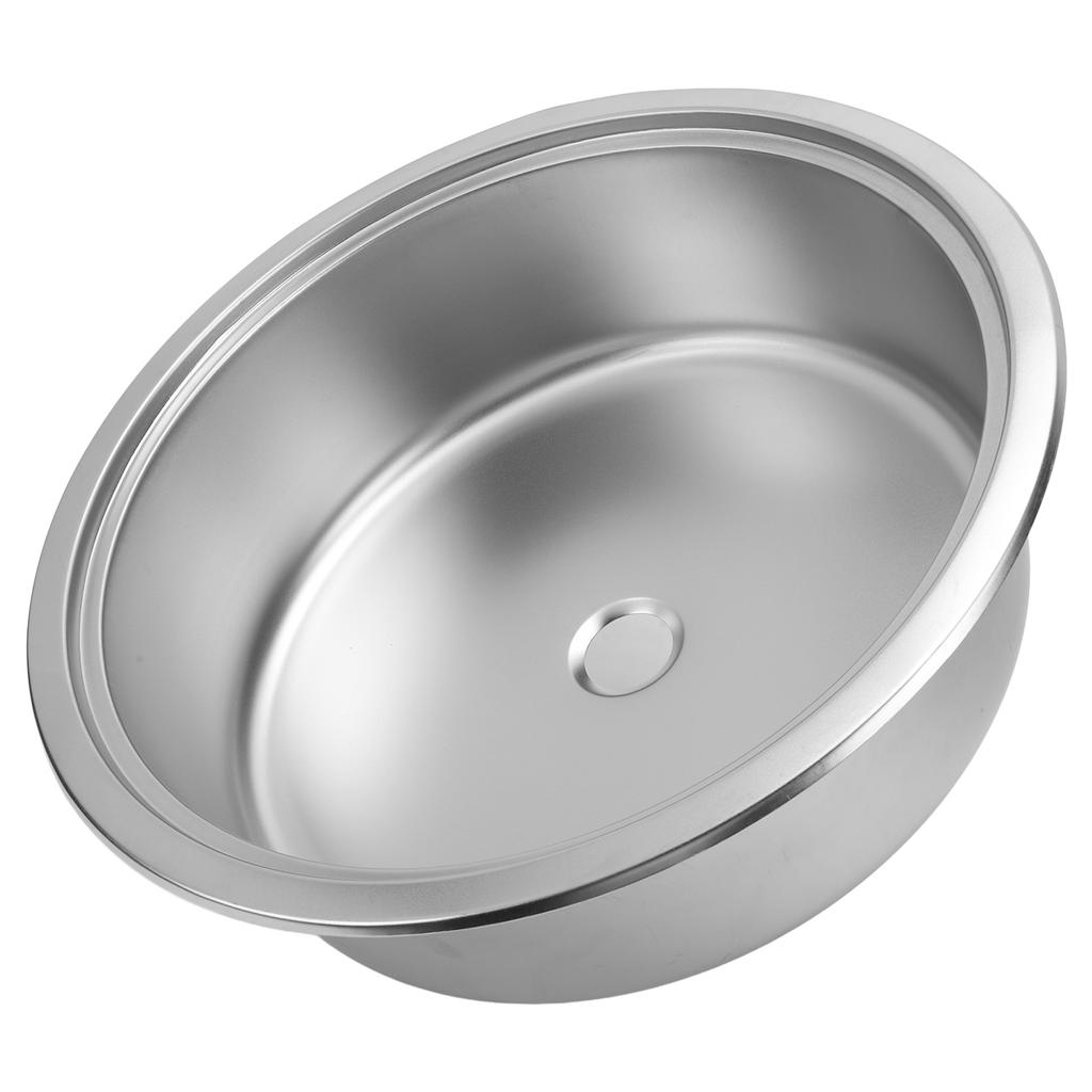 RV Round Sink 304 Stainless Steel 14.17x5.12in Kitchen Bar Basin Sink with 40mm Drain Outlet for Boat Yacht Caravan