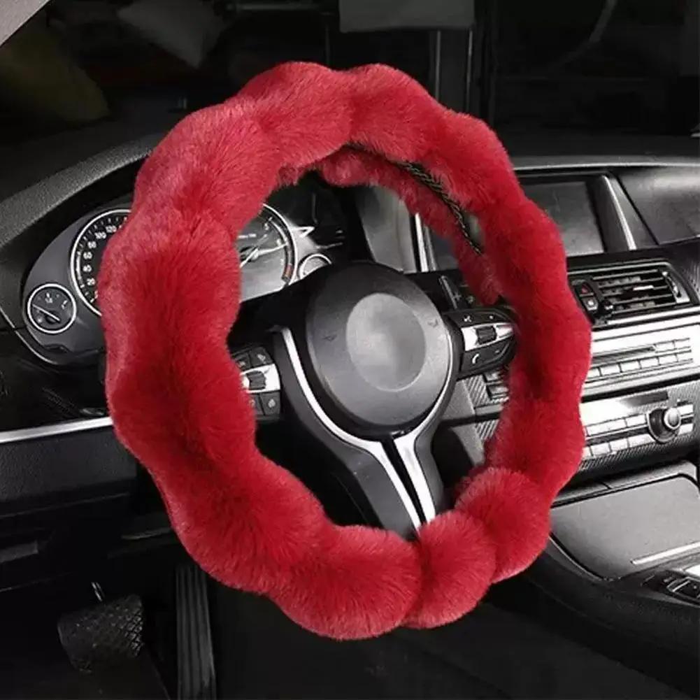 

Car Steering Wheel Cover Warm & Cozy Universal Protector For Women s Car Accessories Plush Car Decoration I3T3