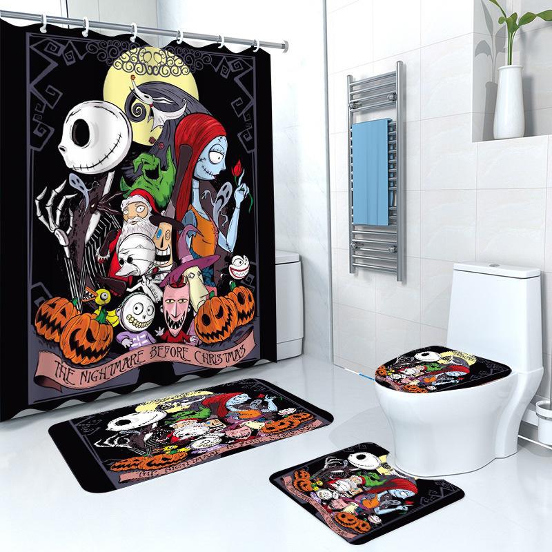 Halloween Zombie Bride Shower Curtain, Printed Bathroom Four-Piece Floor Mat Three-Piece Set, Large Quantity And Excellent Price