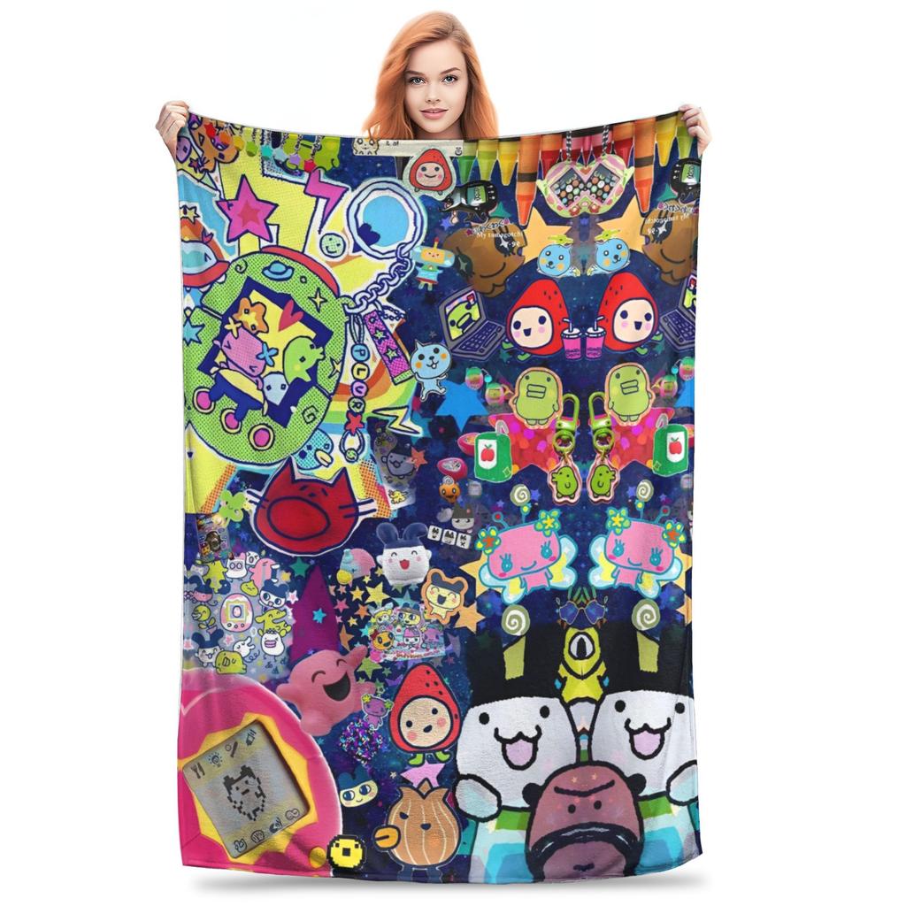 Japanese Tamagotchis Super Warm Blanket  Kids Adult Plush Throw Blanket Novelty Couch Chair Flannel Bedspread Sofa Bed Cover