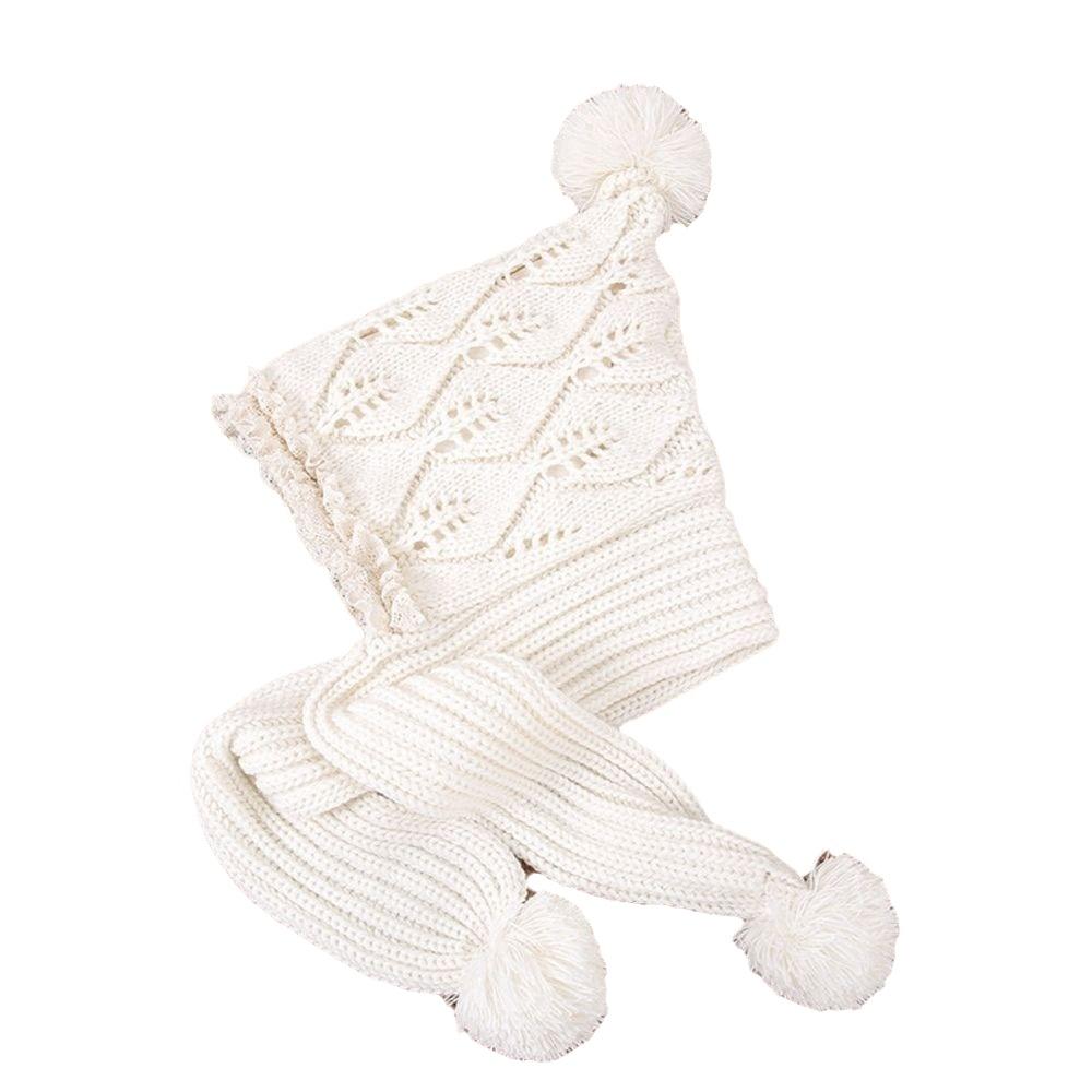 Lace Trim Integrated Winter Set Windproof Earflaps Winter Hat Soft Knitted Hat Scarf Set For Girls