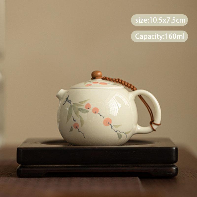 

160ml Chinese Ceramic Xishi Teapots Handmade Persimmon Pattern Porcelain Tea Pot Ball Hole Filter Kettle Travel Portable Teaware