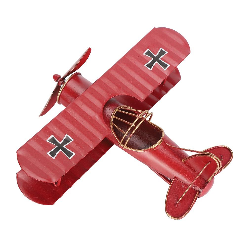 Wrought Iron Metal Biplane Ornament Moving Vintage Aircraft Decor  Home Decoration