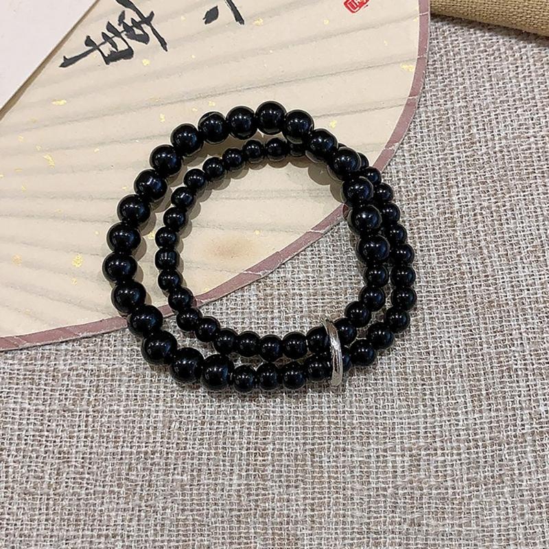 Elegant Beaded Black Bracelet Stone Chain Bracelet Elegant Beaded Bracelets for Women with National Style Ancient Charm