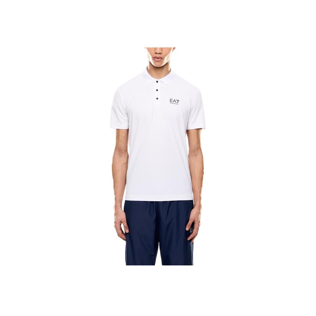 Emporio Armani EA7 Two-Tone Logo Button Short Sleeve Polo Shirt Men tops White 7M000168-AF13755-U0002