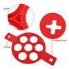 7-Cavity Silicone Pancake & Egg Ring Mold - Non-Stick Round Baking Tool  for  Breakfast  Sandwiches  and  Omelets  (Red)