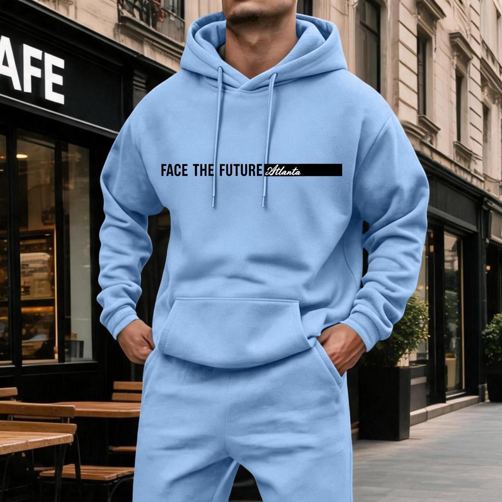 Men's Casual Hoodie with Large Pockets, Color Long Sleeve Sweatshirt