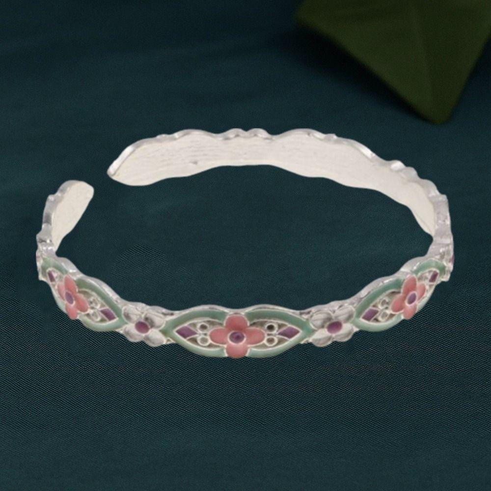 Traditional Chinese Bracelets Classic Open Hand Bracelet Elegant Flower Bangle  Party