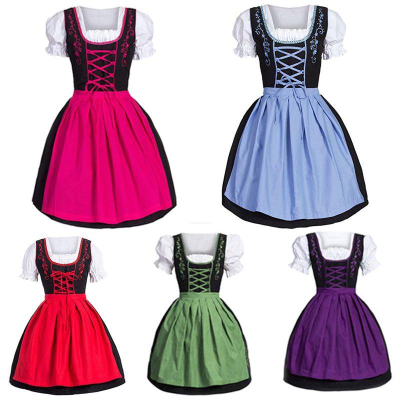 Dress Bavarian German Dirndl Costume Cosplay Festival Waiter Suit Oktoberfest