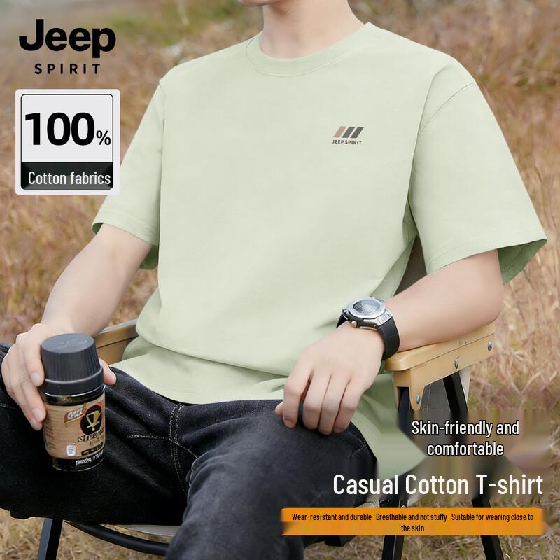 JEEP SPIRIT Men s 2026 Summer Pure Cotton Casual T-Shirt XL