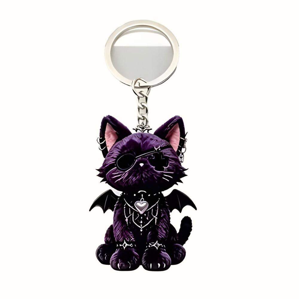 Acrylic Material Cat Keychain Wounded Cat Style Kitten Pendant Y2K Acrylic Keychain  Keychain Gift