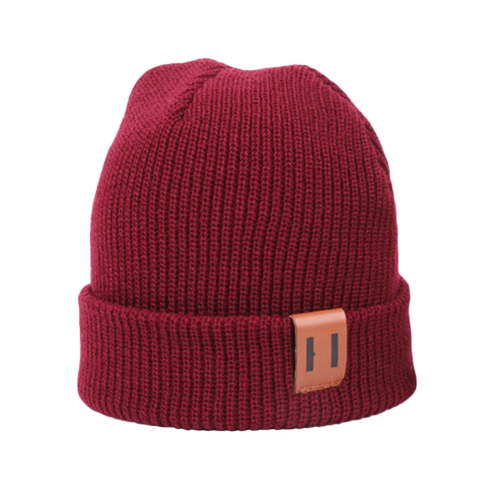 

Детская зимняя шапка для малышей, детская теплая вязаная шапка для мальчиков и девочек, женская шапка M винный