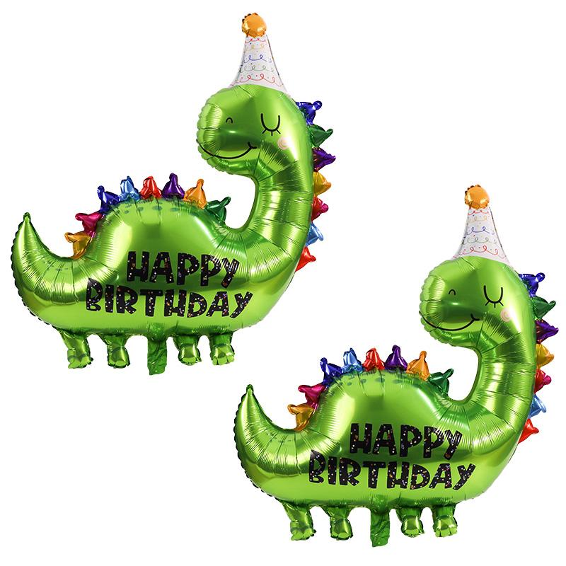 Green Dinosaur Foil Balloons Happy Birthday Print Cartoon Balloon Kids Favors Toy Gift Boy Girl Jungle Party Decoration Supplies